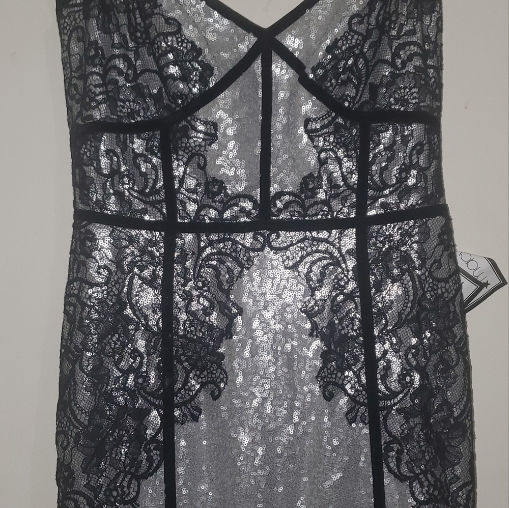 Tadashi Shoji Janus Lace Sequin Sleeveless Gown Si - Picture 6 of 13